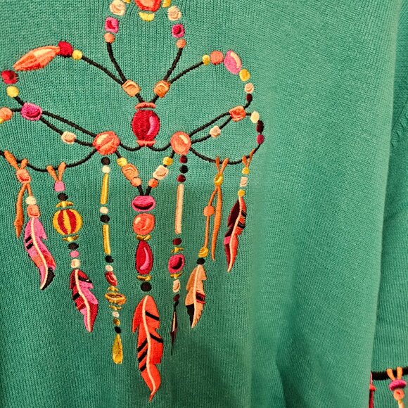 Bob Mackie Wearable Art Cardigan Sweater Dream Catcher - Picture 12 of 14